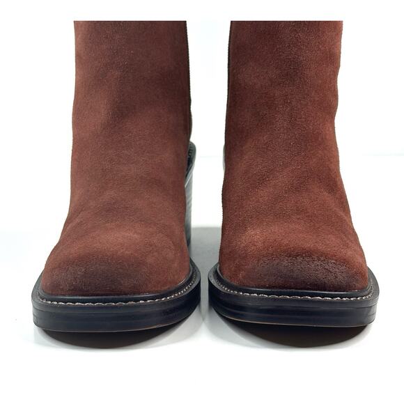 Vince Camuto Bembonie Ankle Boots Burgundy Suede Women's 7M Gold Buckle New - Picture 3 of 13